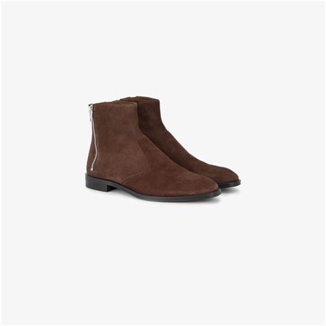 Givenchy Brown Suede triple zip Chelsea boots 